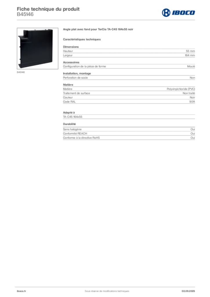 Image Iboco Fiche technique du produit B45146 | Hager France