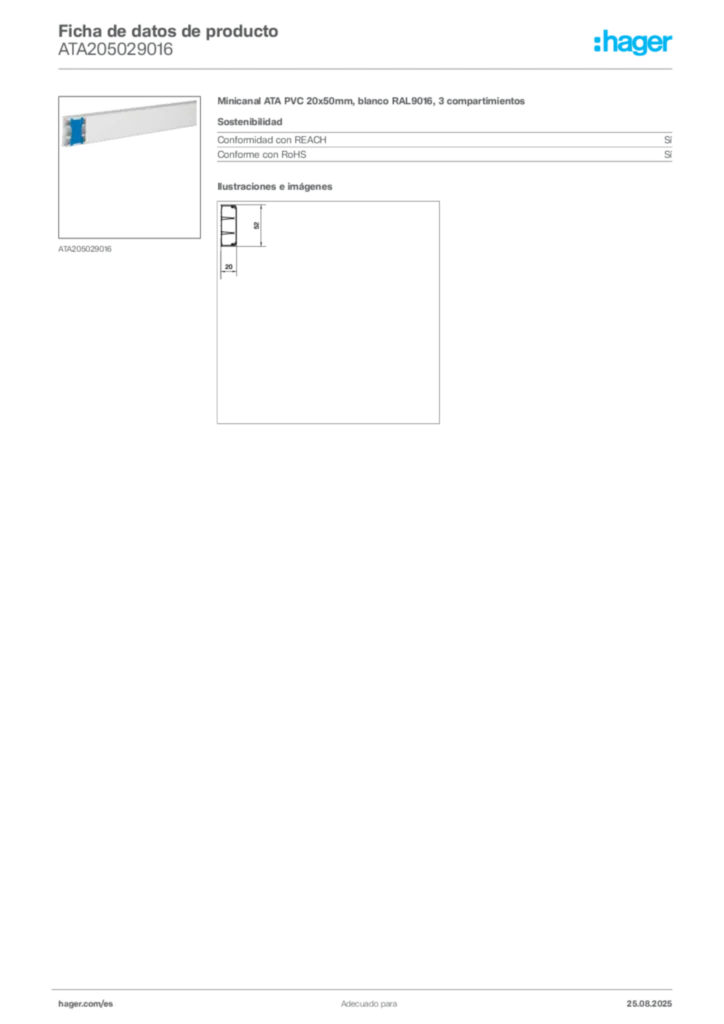 Imagen Hager Ficha de datos de producto ATA205029016 | Hager España