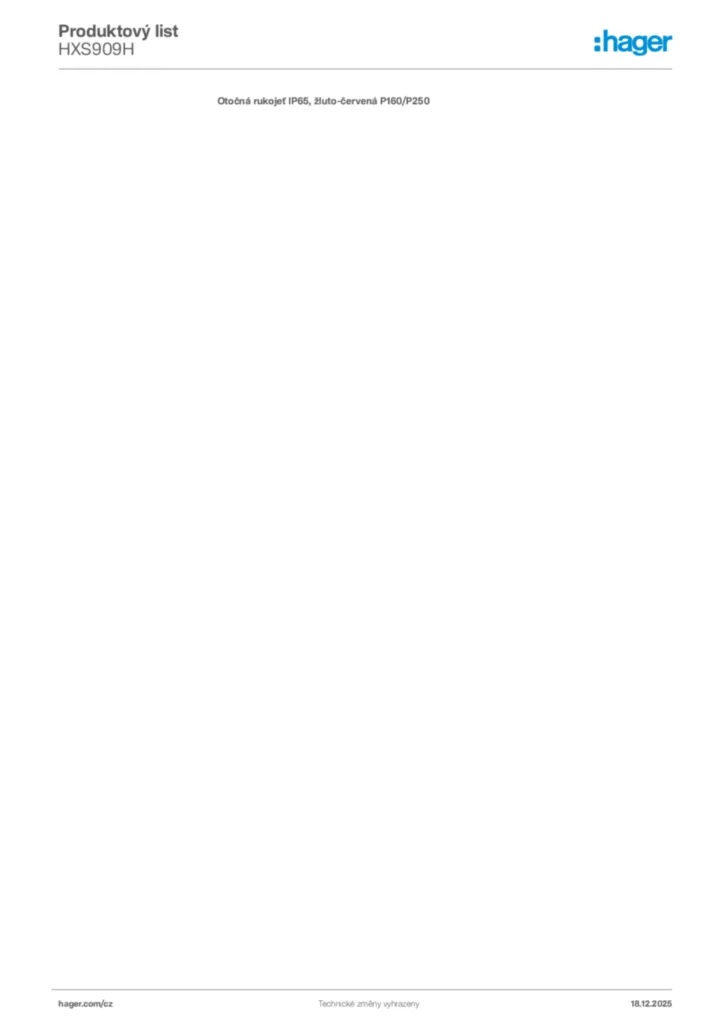 Obrázek Hager Produktový list HXS909H | Hager