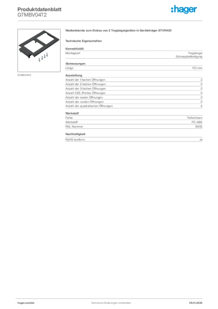 Bild Hager Produktdatenblatt GTMBV04T2 | Hager Deutschland