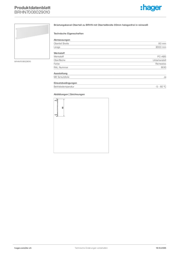 Bild Hager Produktdatenblatt BRHN7008029010 | Hager Schweiz