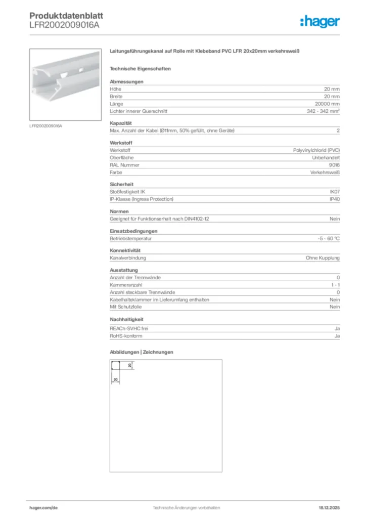 Bild Hager Produktdatenblatt LFR2002009016A | Hager Deutschland