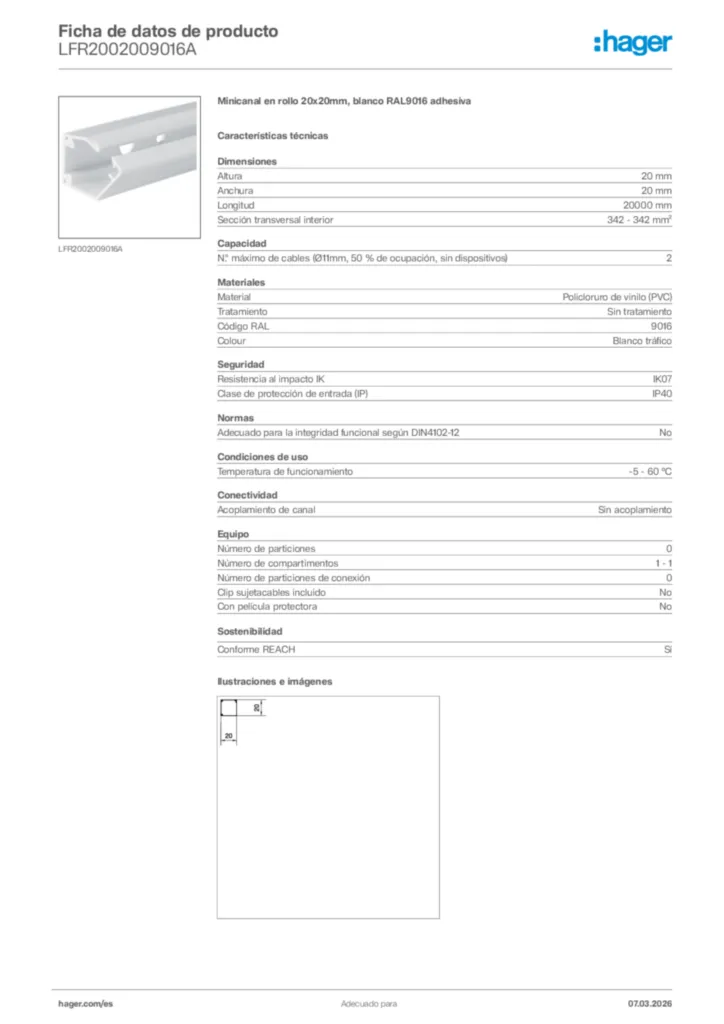 Imagen Hager Ficha de datos de producto LFR2002009016A | Hager España