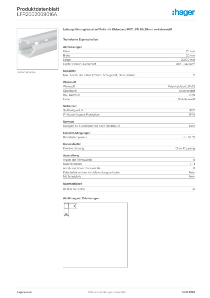Bild Hager Produktdatenblatt LFR2002009016A | Hager Deutschland