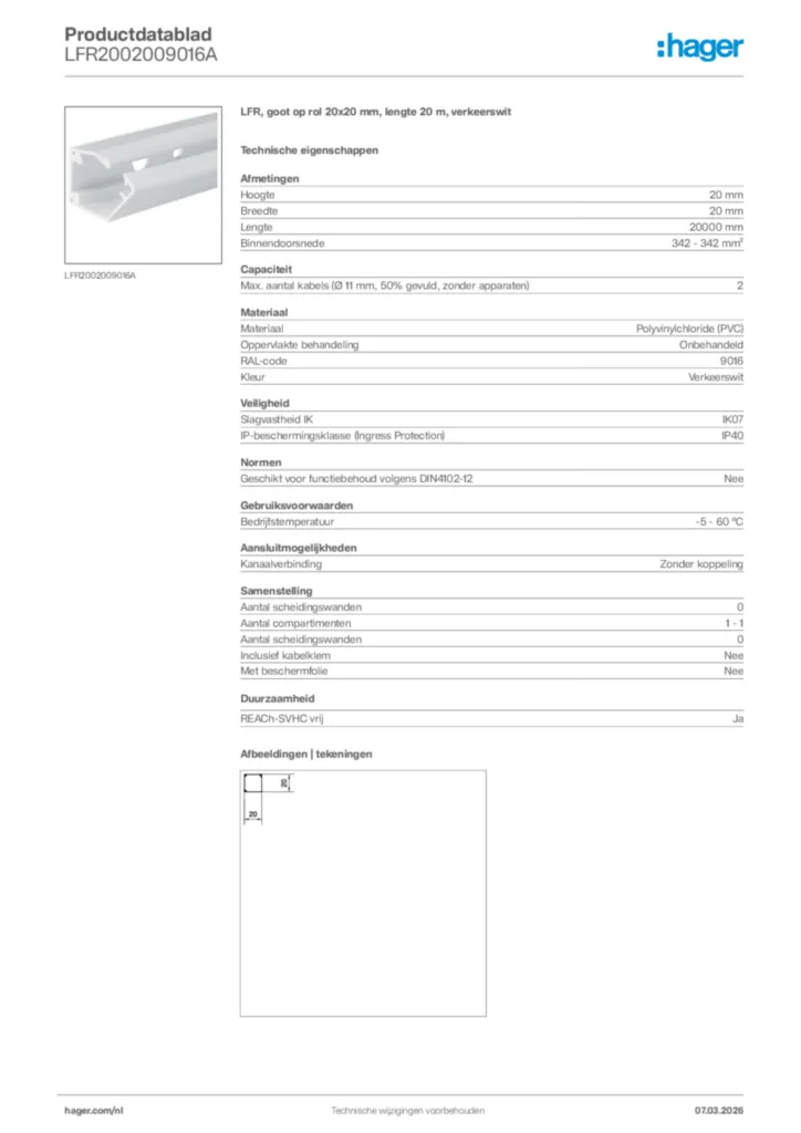 Afbeelding Hager Productdatablad LFR2002009016A | Hager Nederland