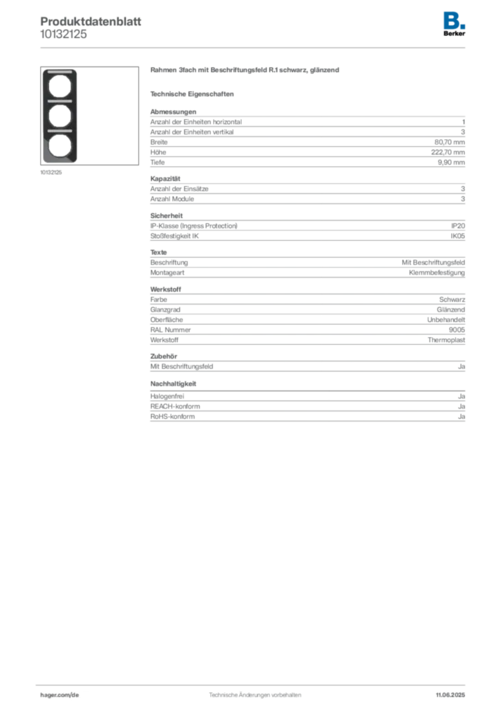 Berker Produktdatenblatt 10132125