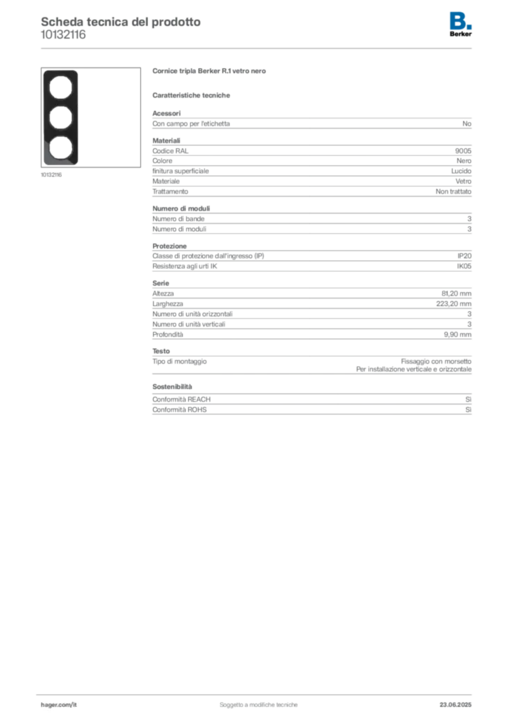 Immagine Berker Scheda tecnica del prodotto 10132116 | Hager Italia