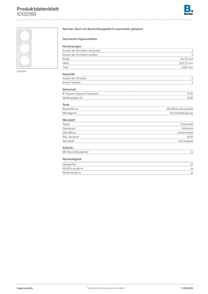 Berker Produktdatenblatt 10132169