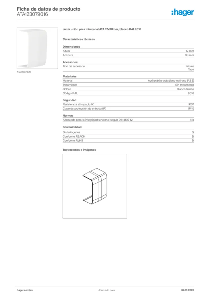 Imagen Hager Ficha de datos de producto ATA123079016 | Hager España