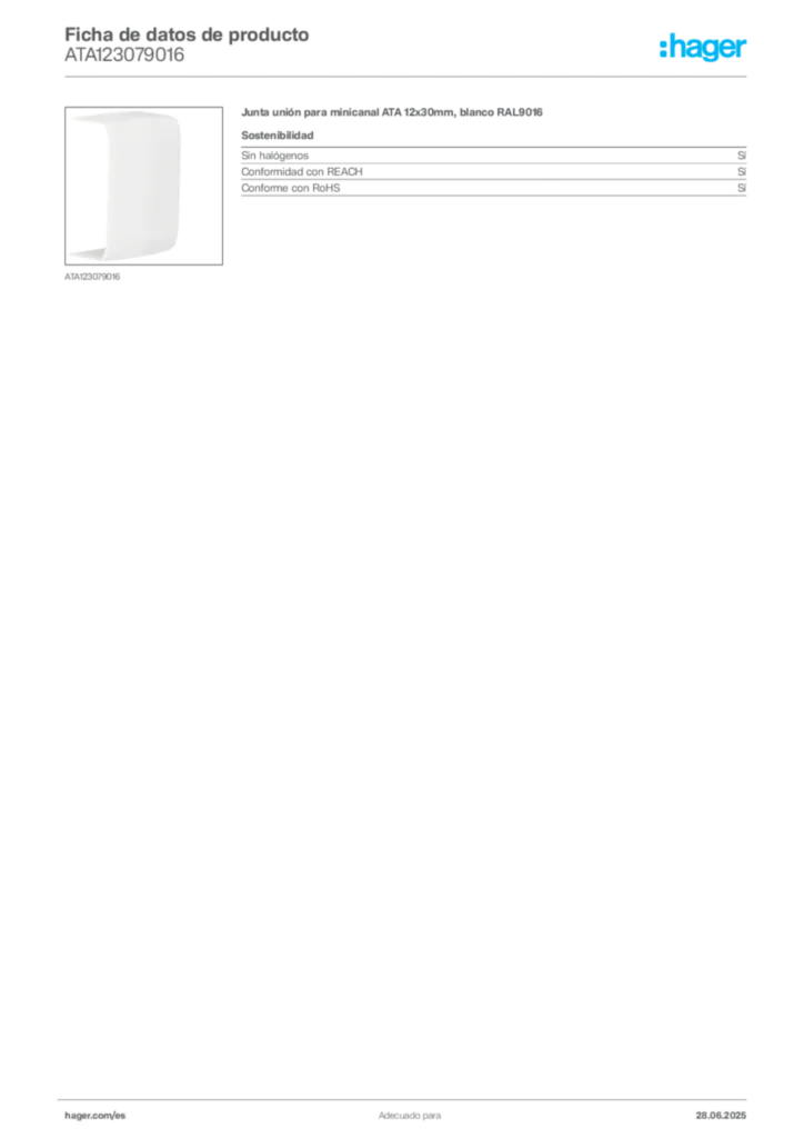 Imagen Hager Ficha de datos de producto ATA123079016 | Hager España