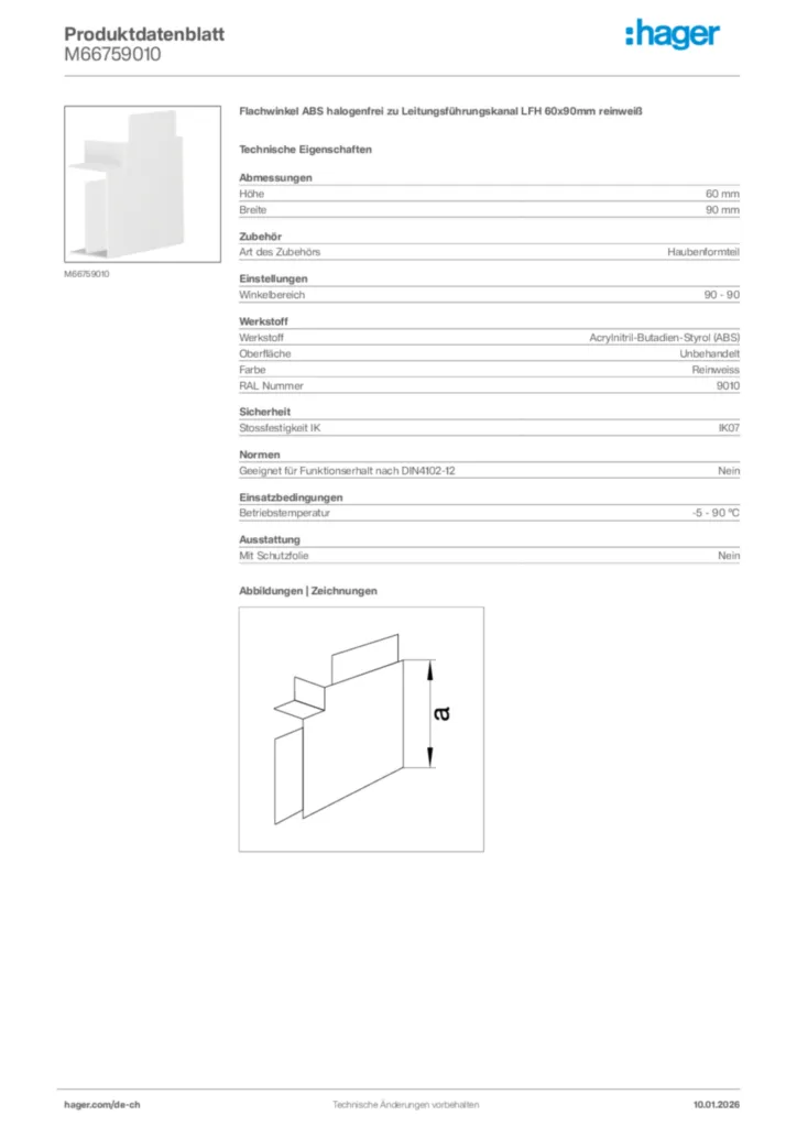 Bild Hager Produktdatenblatt M66759010 | Hager Schweiz
