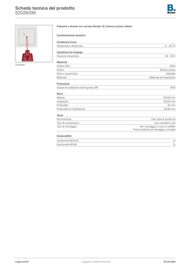 Immagine Berker Scheda tecnica del prodotto 52026099 | Hager Italia