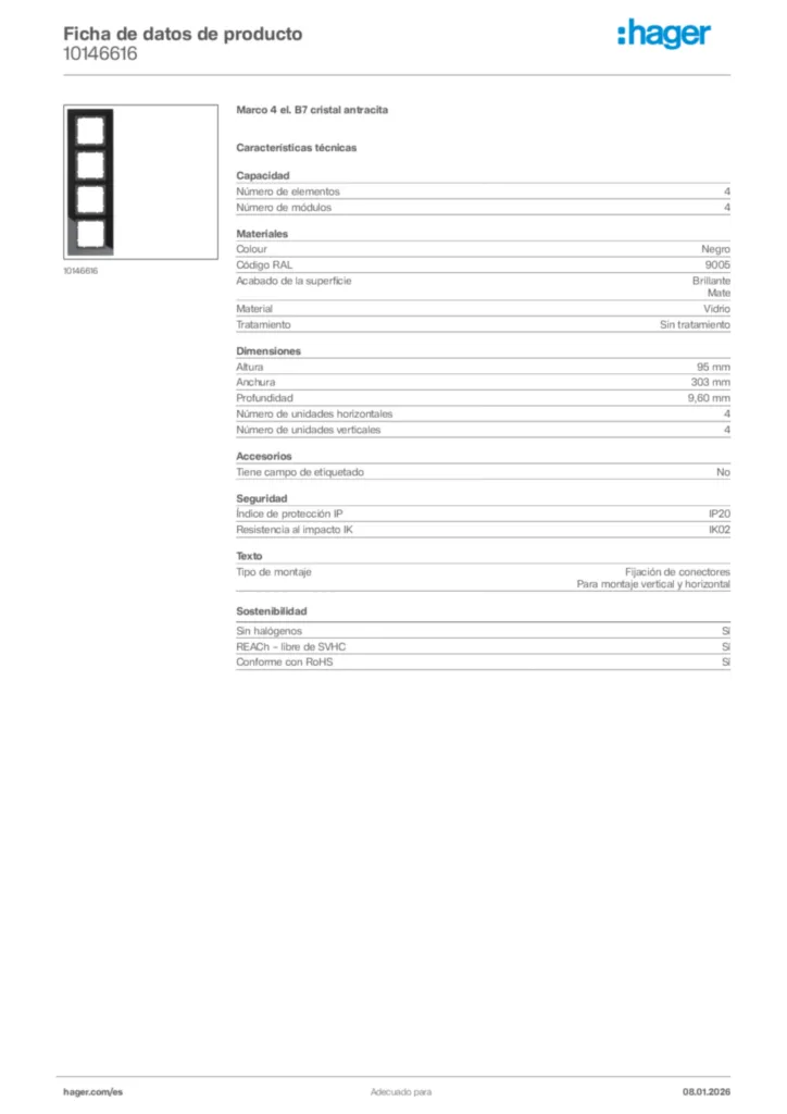 Imagen Hager Ficha de datos de producto 10146616 | Hager España