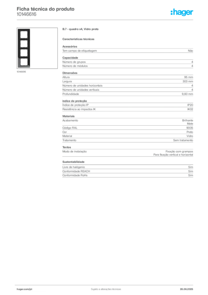 Imagem Hager Ficha técnica do produto 10146616 | Hager Portugal