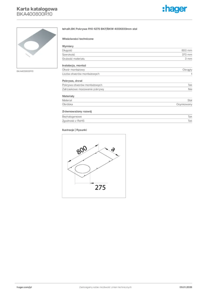 Zdjęcie Hager Karta katalogowa BKA400800R10 | Hager Polska