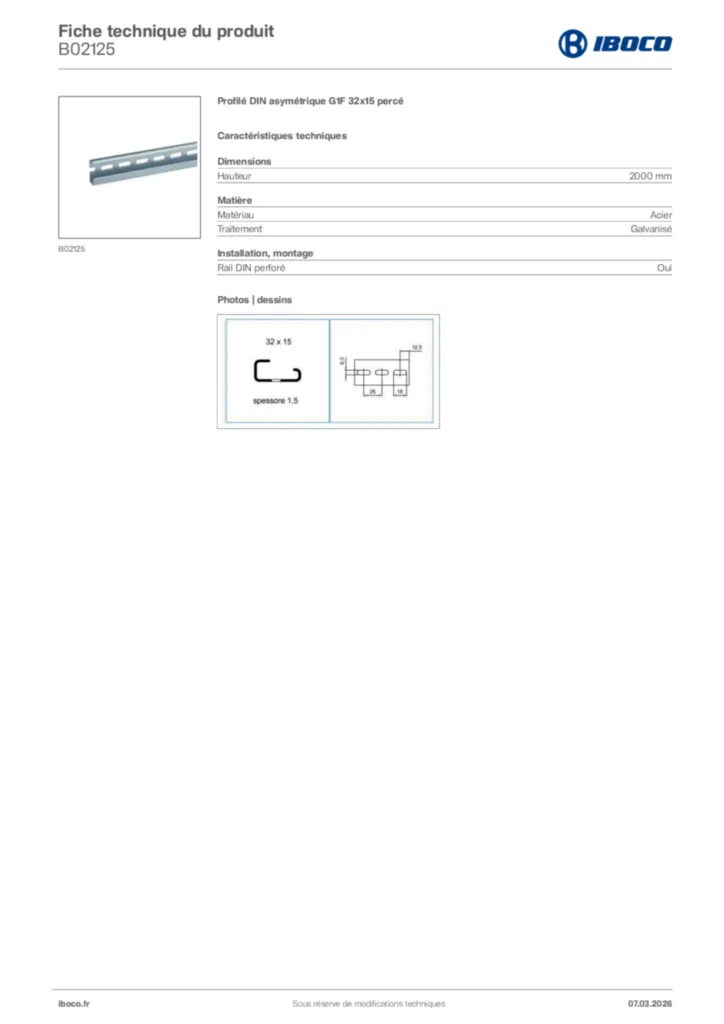 Image Iboco Fiche technique du produit B02125 | Hager France