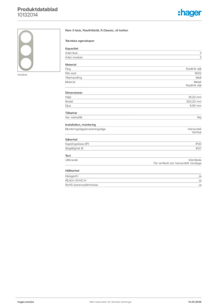 Bild Hager Produktdatablad 10132014 | Hager Sverige