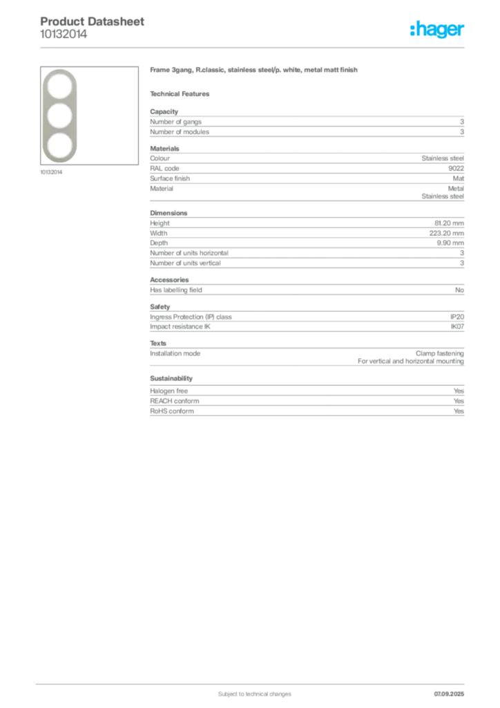 Image Hager Product data sheet 10132014  | Hager