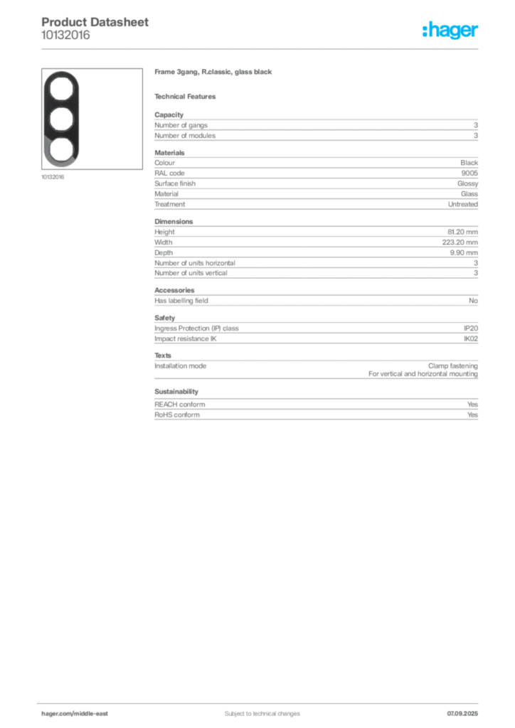 Image Hager Product data sheet 10132016  | Hager
