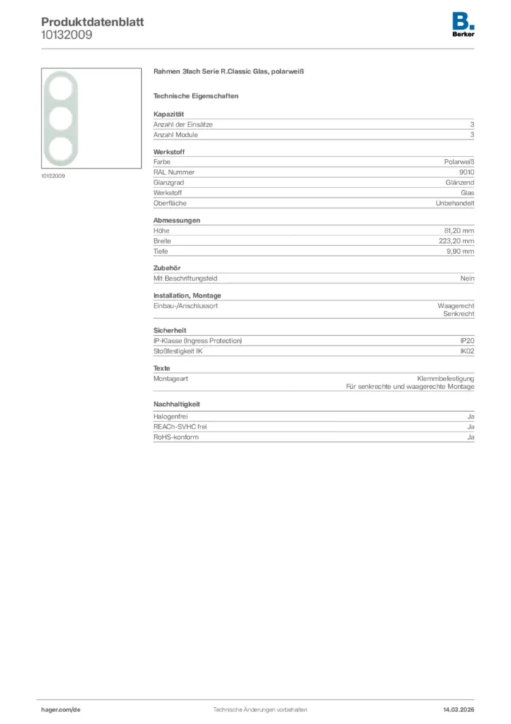 Bild Berker Produktdatenblatt 10132009 | Hager Deutschland