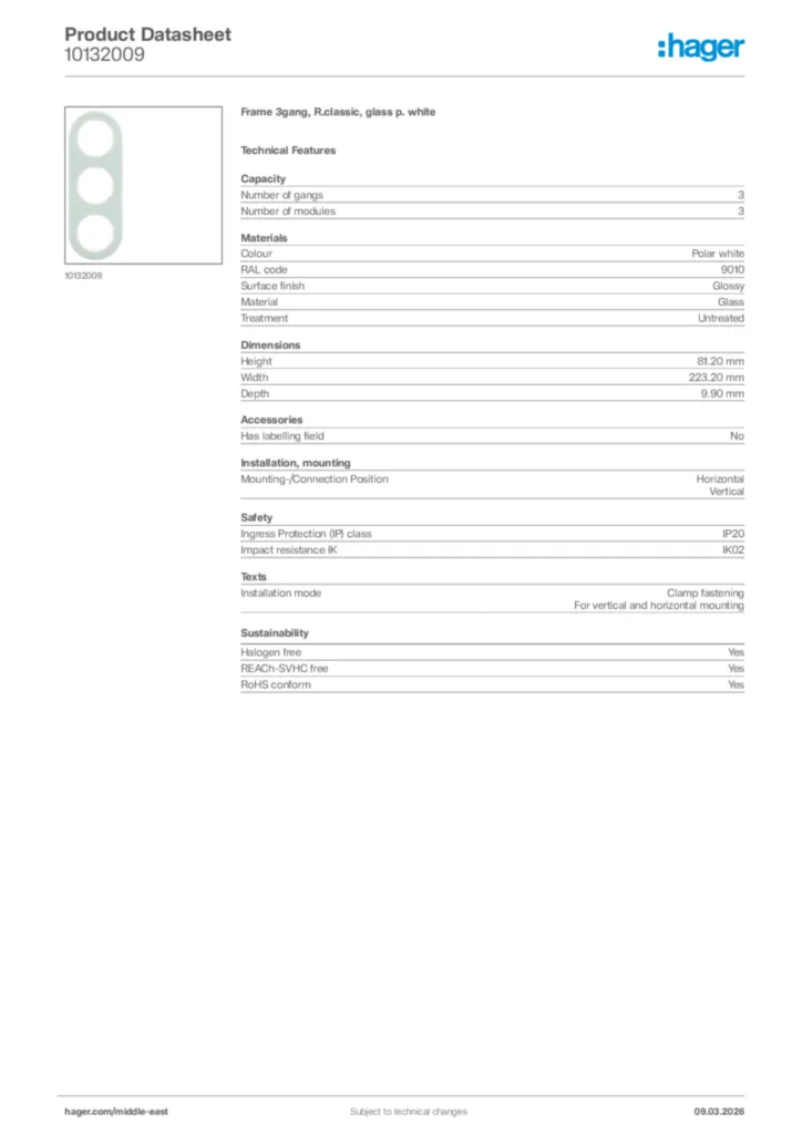 Image Hager Product data sheet 10132009  | Hager