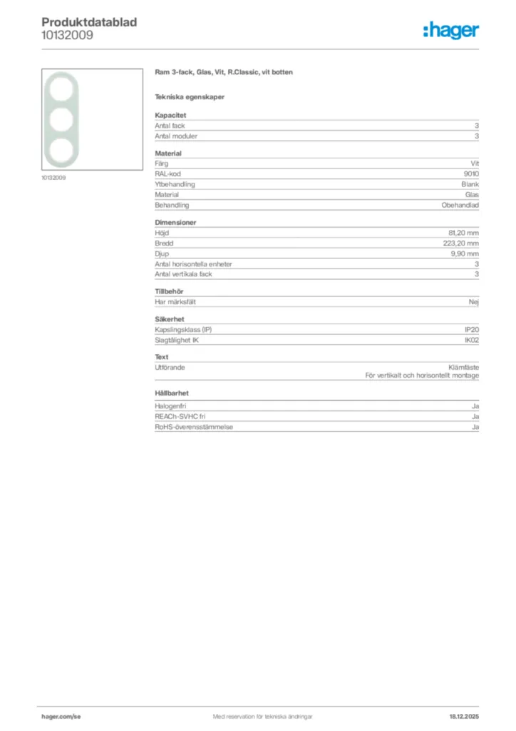 Bild Hager Produktdatablad 10132009 | Hager Sverige