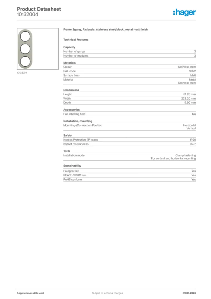 Image Hager Product data sheet 10132004  | Hager