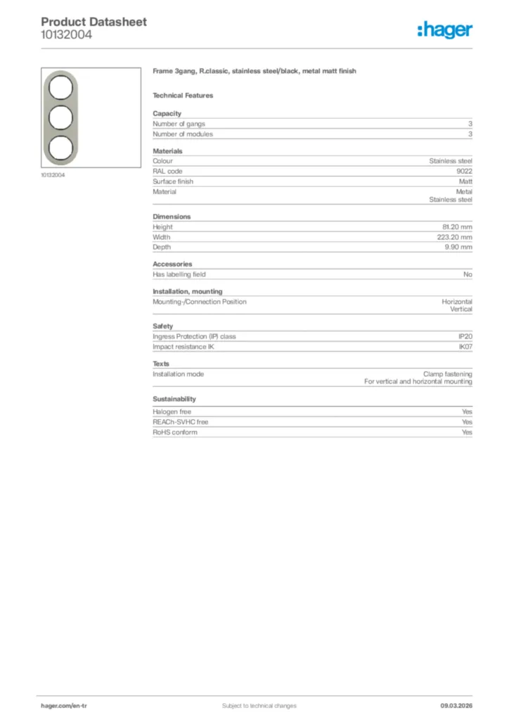 Image Hager Product data sheet 10132004  | Hager