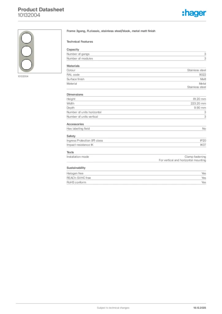 Image Hager Product data sheet 10132004  | Hager