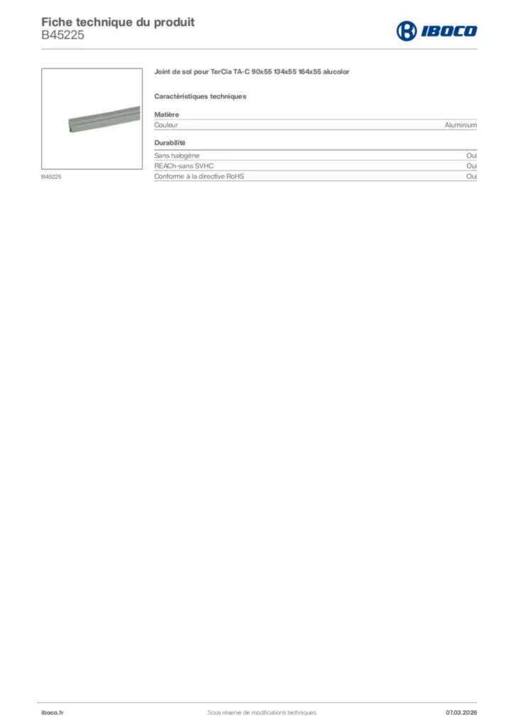 Image Iboco Fiche technique du produit B45225 | Hager France