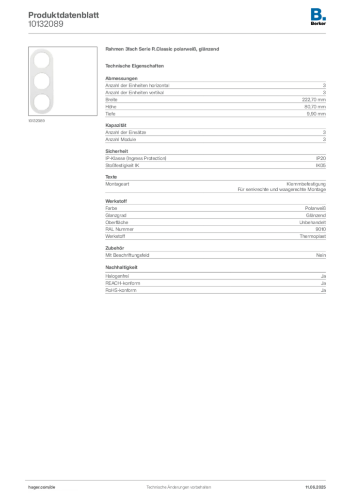 Berker Produktdatenblatt 10132089
