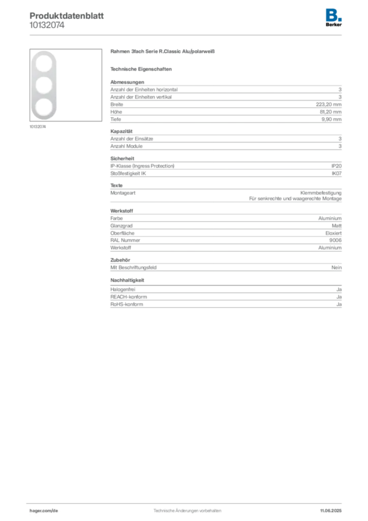 Berker Produktdatenblatt 10132074