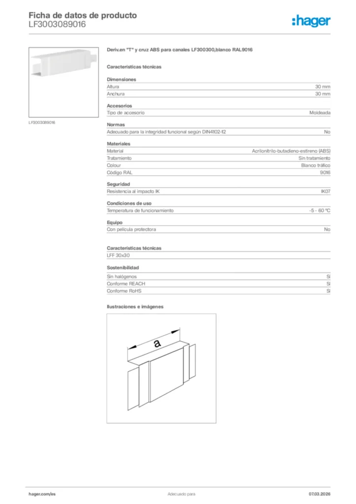 Imagen Hager Ficha de datos de producto LF3003089016 | Hager España