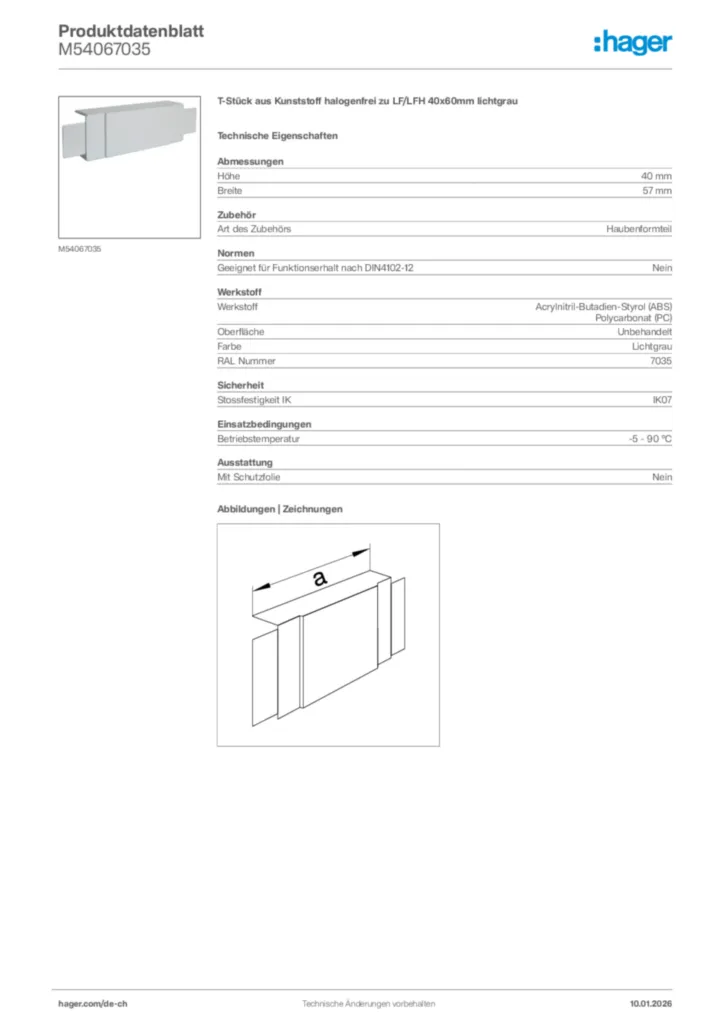 Bild Hager Produktdatenblatt M54067035 | Hager Schweiz