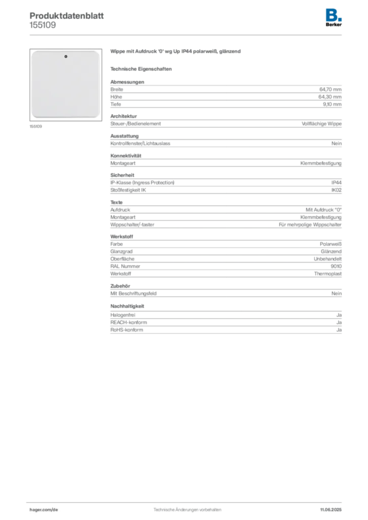 Berker Produktdatenblatt 155109