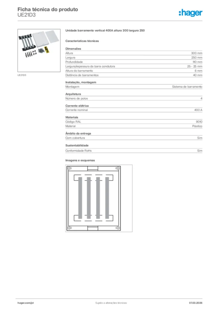 Imagem Hager Ficha técnica do produto UE21D3 | Hager Portugal