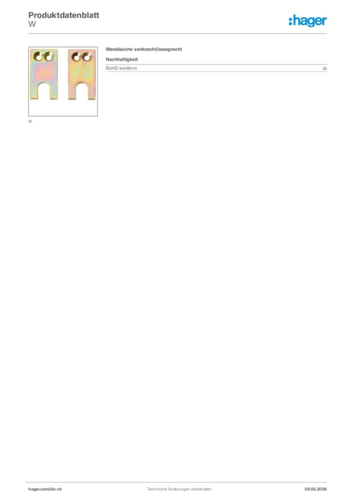 Bild Hager Produktdatenblatt W | Hager Schweiz