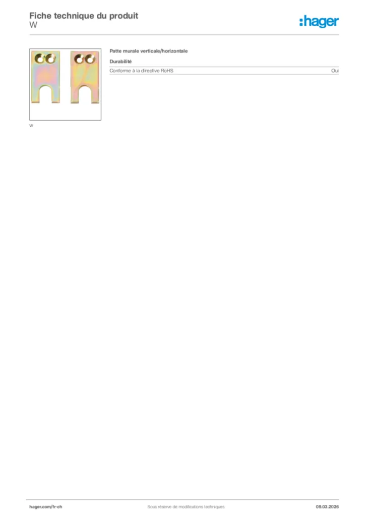 Image Hager Fiche technique du produit W | Hager Suisse