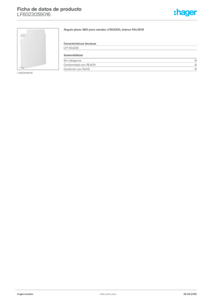 Imagen Hager Ficha de datos de producto LF6023059016 | Hager España