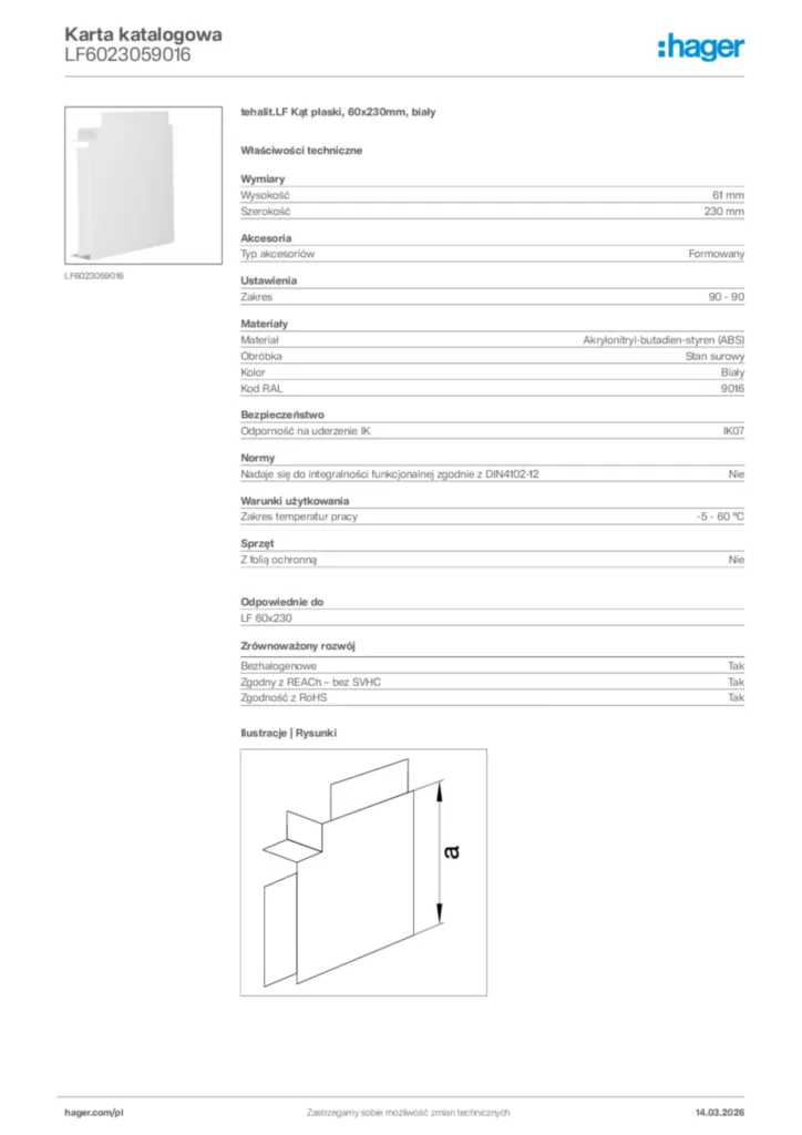 Zdjęcie Hager Karta katalogowa LF6023059016 | Hager Polska
