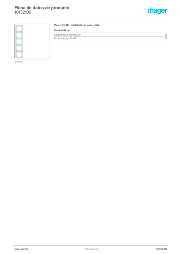 Imagen Hager Ficha de datos de producto 10152109 | Hager España