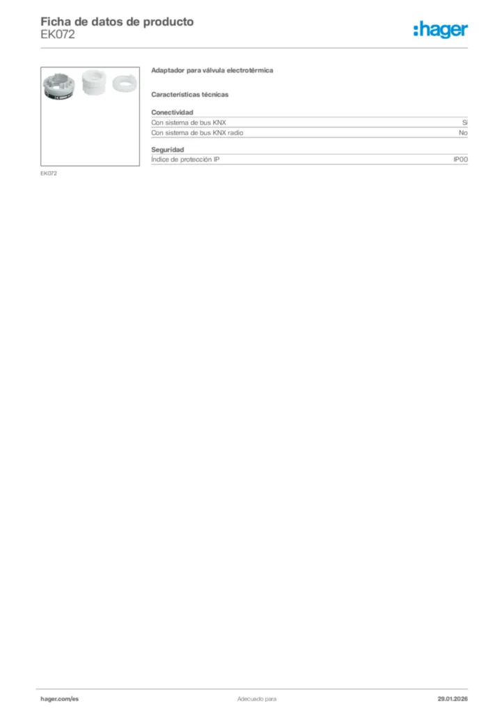 Imagen Hager Ficha de datos de producto EK072 | Hager España