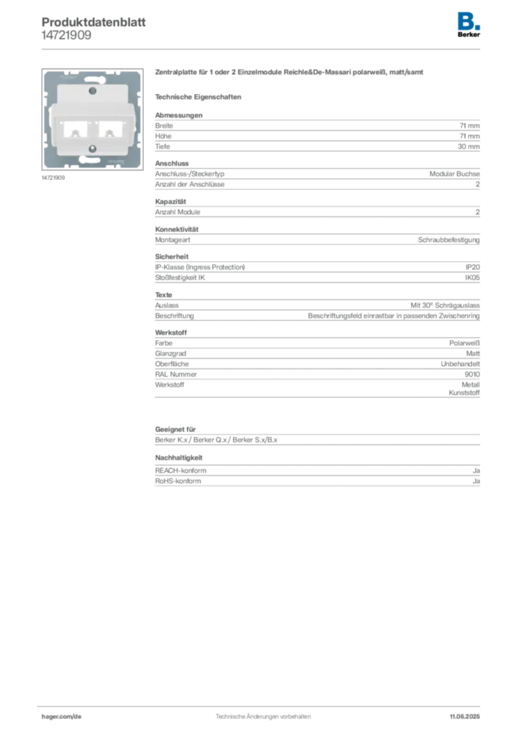 Berker Produktdatenblatt 14721909