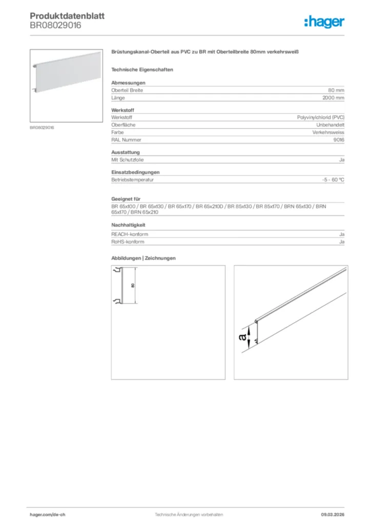 Bild Hager Produktdatenblatt BR08029016 | Hager Schweiz