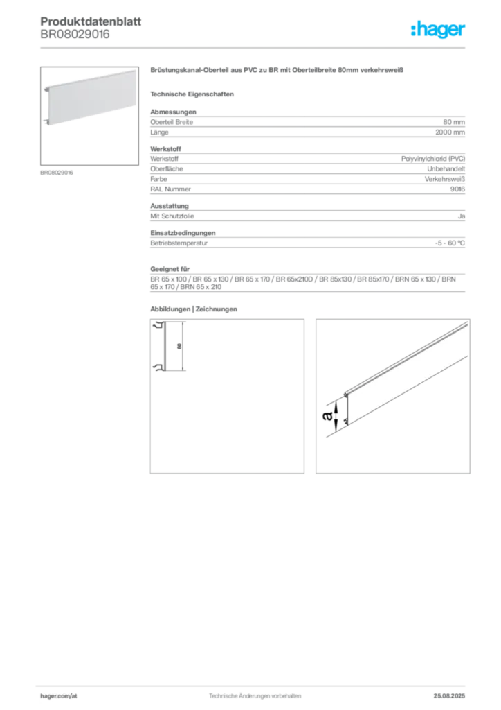 Bild Hager Produktdatenblatt BR08029016 | Hager Deutschland