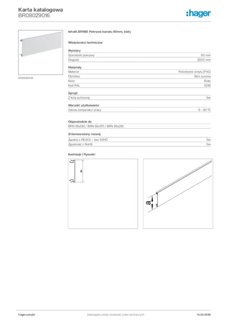 Zdjęcie Hager Karta katalogowa BR08029016 | Hager Polska