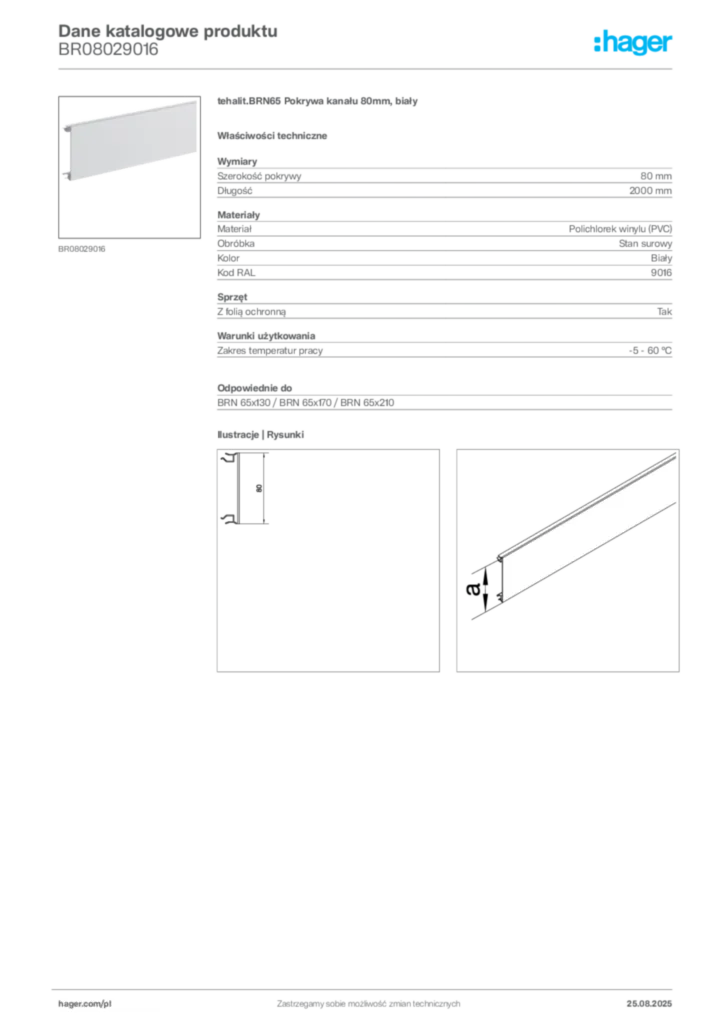 Zdjęcie Hager Karta katalogowa BR08029016 | Hager Polska