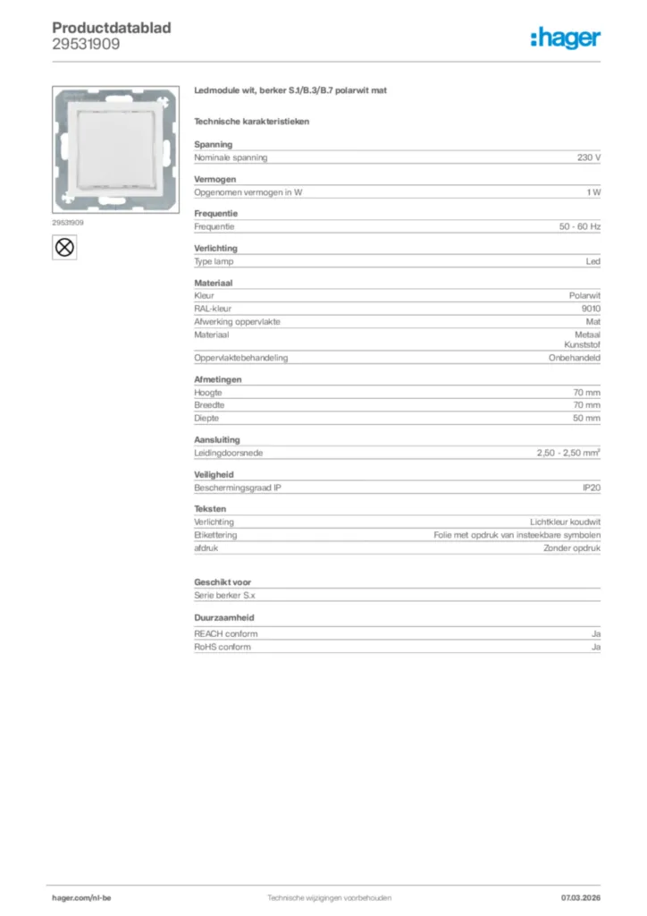 Afbeelding Hager Productdatablad 29531909 | Hager Belgium