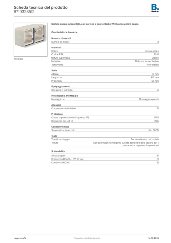 Immagine Berker Scheda tecnica del prodotto 6719323512 | Hager Italia