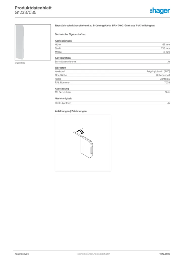 Bild Hager Produktdatenblatt G12337035 | Hager Deutschland